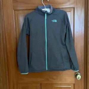 The north face gray and mint zip up jacket